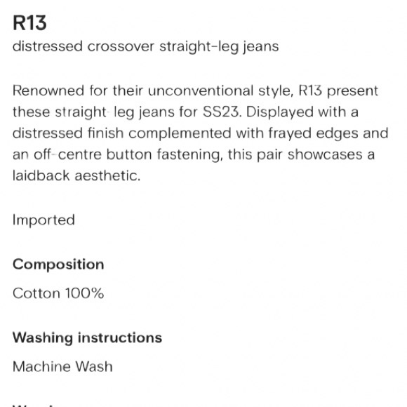 R13 CROSSOVER DISTRESSED STRAIGHT LEG JEANS🌹 - Picture 13 of 13